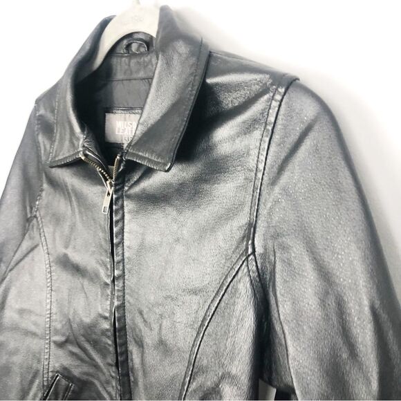 WILSONS LEATHER | Kids Black Leather Zip Front Jacket Youth Size Large - Picture 2 of 10